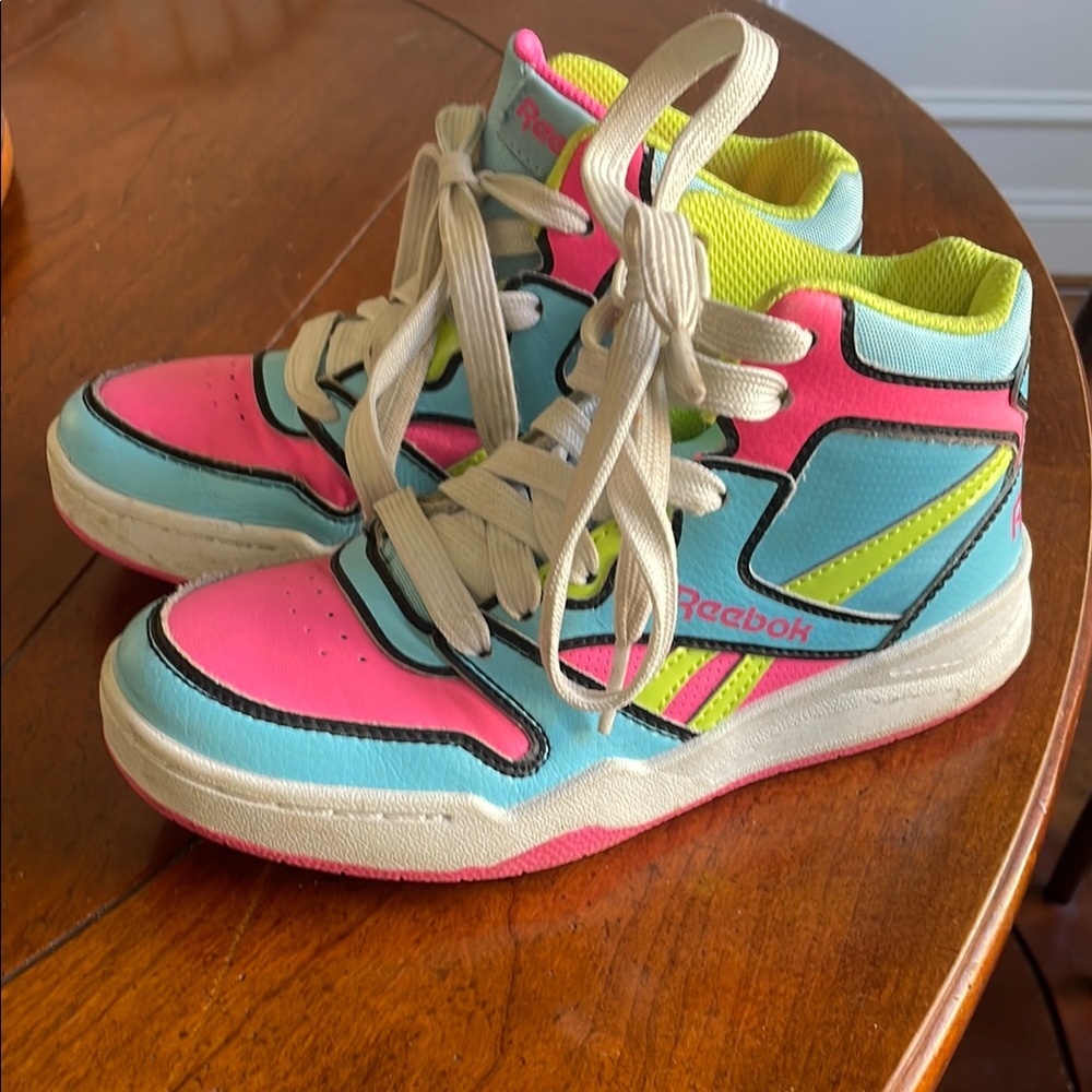 Reebok Kids' Pink and Blue High-Top Sneakers